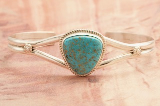 Genuine Kingman Turquoise Sterling Silver Bracelet